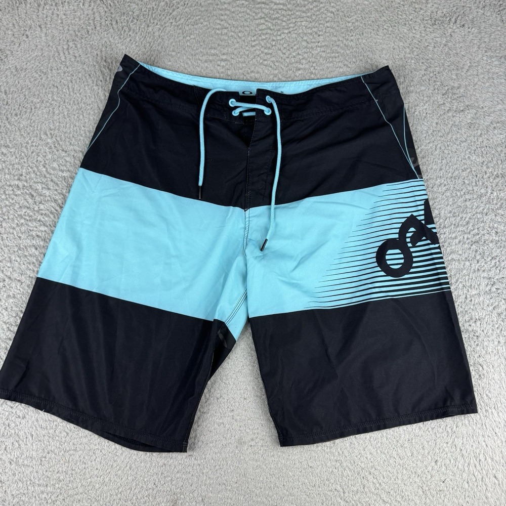 Oakley Blue Black Board Shorts Surf Swim Trunks Men's 34